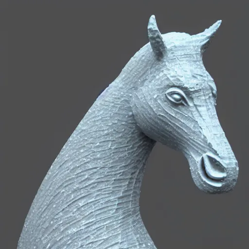 Prompt: horse made of ice,realistic 8k render