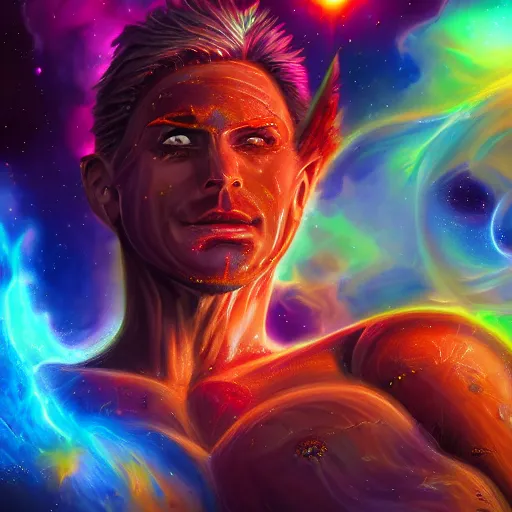 Prompt: cosmic demigod , realistic 4k deep color