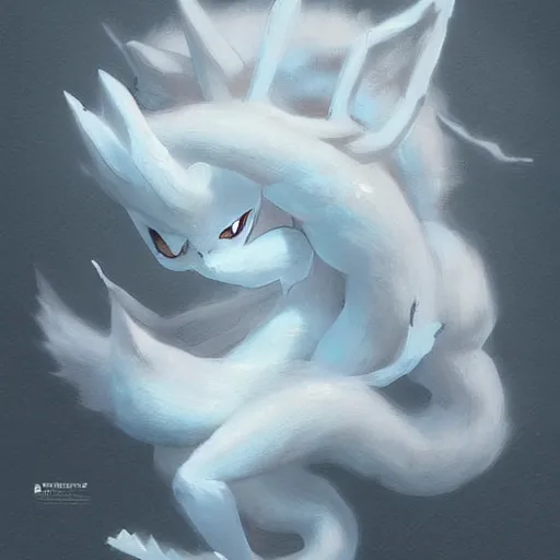 Prompt: Pokémon NineTails, Greg rutkowski, Trending artstation, cinematográfica, digital Art