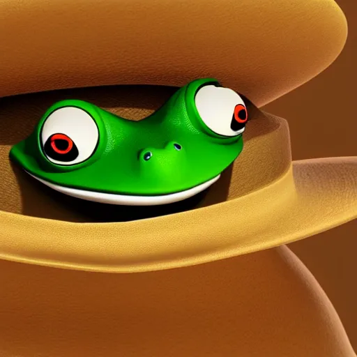 Image similar to a cartoon frog with big eyes and a hat, a stock photo by Dom Qwek, polycount, happening, booru, 4k, 8k