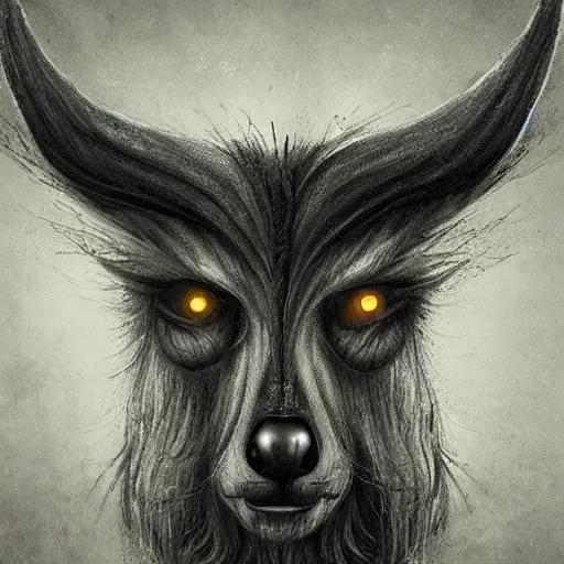 Image similar to Head wolf character, artwork by Antón Semenov