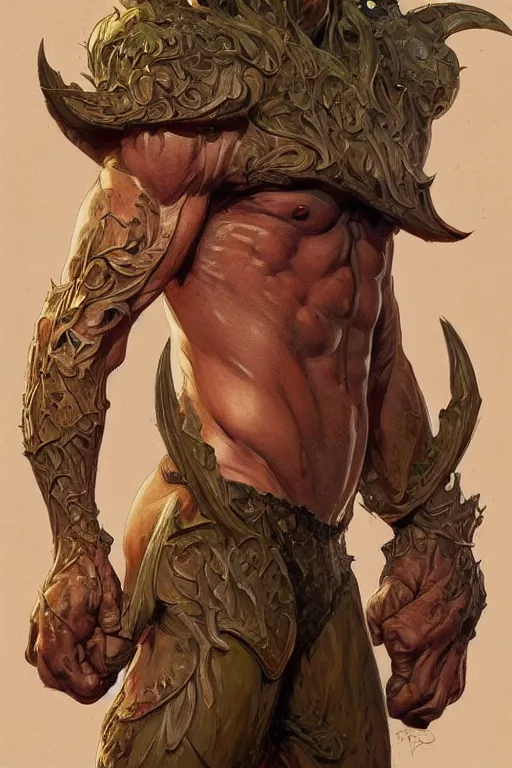 Prompt: portrait of ian hart as a hulking herculean demon, forest, godlike, full body, fantasy, intricate, elegant, highly detailed, digital painting, artstation, concept art, sharp focus, illustration, art by artgerm and greg rutkowski and alphonse mucha