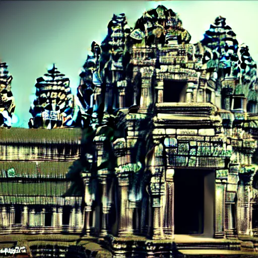 Image similar to a cyberpunk angkor thom, photorealistic, blade runner, highly detailed