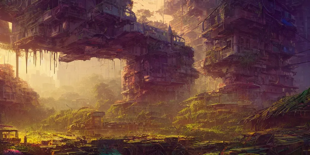 solarpunk city overgrowth in the style of Filip Hodas, Stable Diffusion