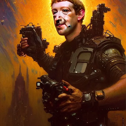 Prompt: portrait of a mark zuckerberg. shadowrun furaffiniy cyberpunk fantasy highly detailed painting by gaston bussiere craig mullins jc leyendecker gustav klimt artgerm greg rutkowski john berkey, bergey, craig mullins, ruan jia, raymond swanland, jeremy mann, tom lovell, alex malveda