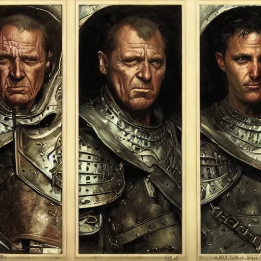 Image similar to dark souls knight, realistic closeup portrait art by norman rockwell and donato giancola and greg rutkowski