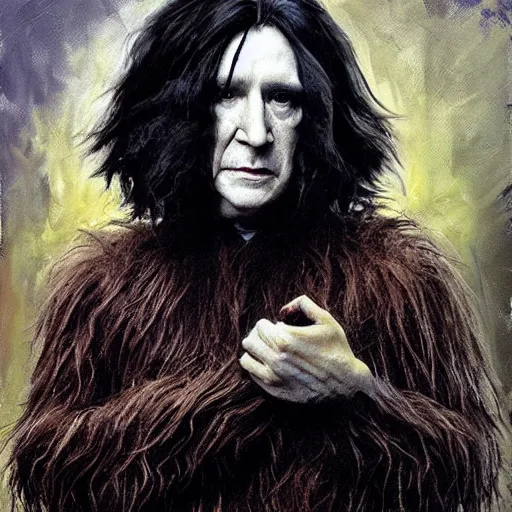 Image similar to chewbacca severus snape by jeremy mann, mixing, fusing