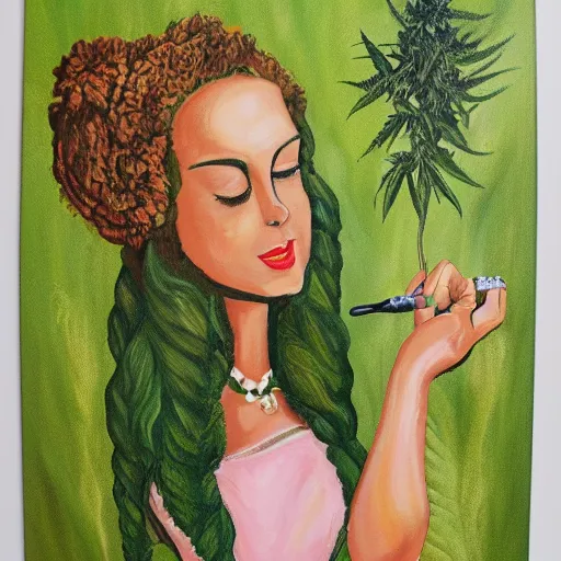 Image similar to painting of the princess of cannabis,