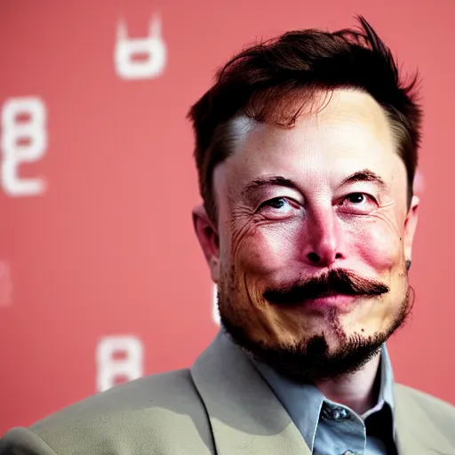 Image similar to elon musk with long mustache and epic beard, 5 0 mm