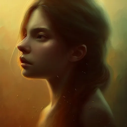 Image similar to attractive young girl portrait, atmospheric lighting, painted, intricate, volumetric lighting, beautiful, rich deep colors masterpiece, golden hour, sharp focus, ultra detailed, by Leesha Hannigan, Ross Tran, Thierry Doizon, Kai Carpenter, Ignacio Fernández Ríos