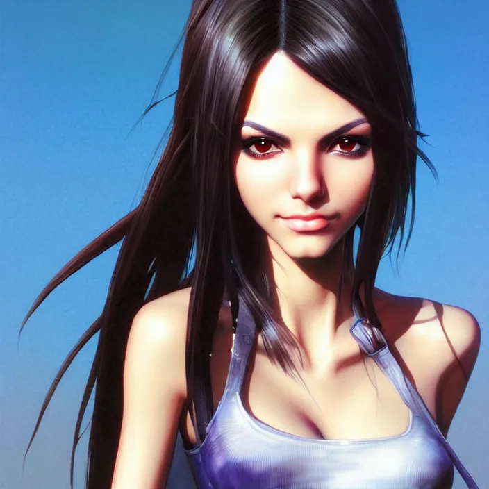 Image similar to portrait of victoria justice, by katsuhiro otomo, yoshitaka amano, nico tanigawa, and artgerm rendered with 3 d effect, sweet artpiece.