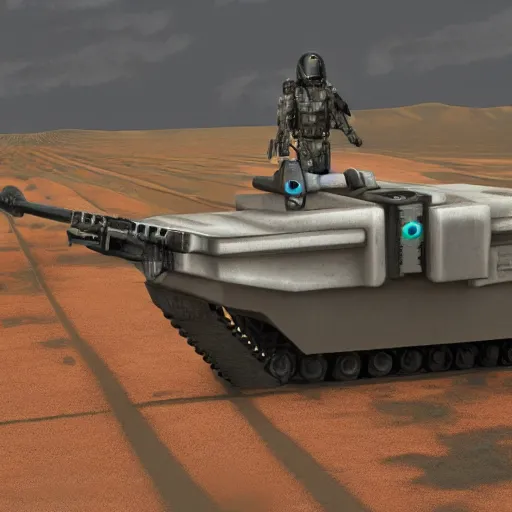 Prompt: futuristic unmanned ground vehicle, military, carrying weapons, from the year 2 0 4 2