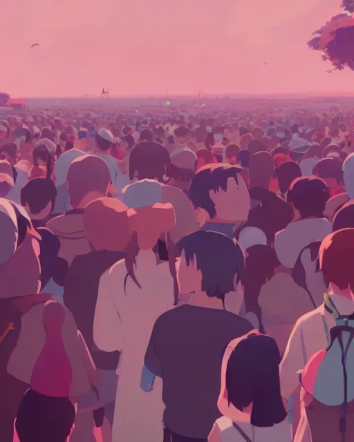 Image similar to crowds,, james gilleard, atey ghailan, makoto shinkai, goro fujita, studio ghibli, rim light, exquisite lighting, clear focus, very coherent, plain background, soft painting