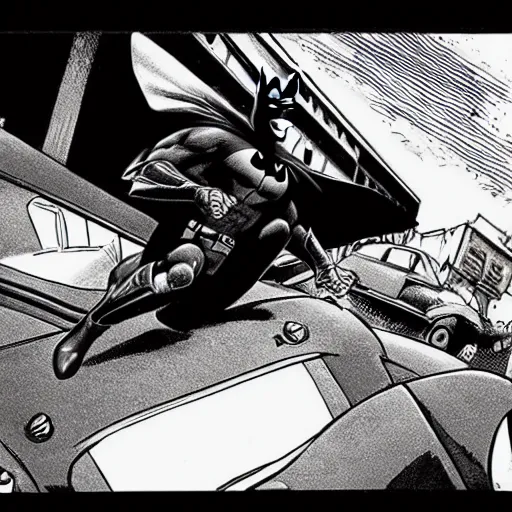 Prompt: batman getting a speeding ticket
