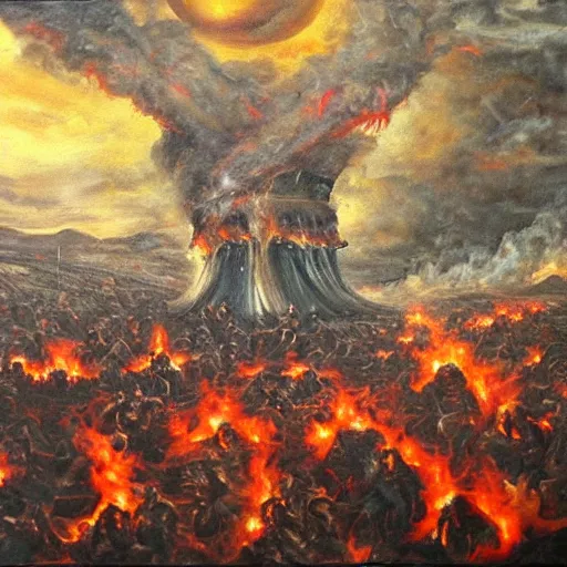 Prompt: oil in canvas of hell