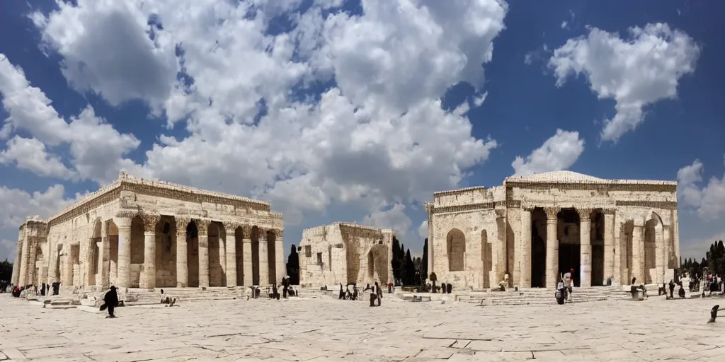 Image similar to herods temple. 2 nd jewish temple. jerusalem temple mount spiritual. cinematic. epic framing, ultra wide angle, beautiful, 8 k