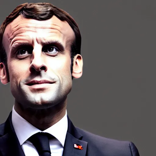 Image similar to emmanuel macron as a rapper gangster, digital art, 8 k, 3 d