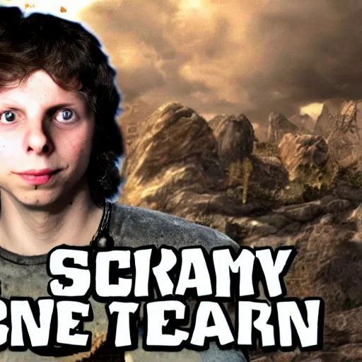 Image similar to Michael cera as scrawny barbarian in Skyrim