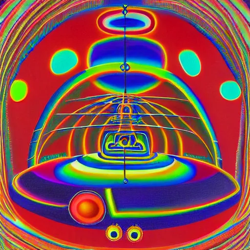 Image similar to Synthesiser designed by Paul laffoley, high detail photorealistic psychedelic