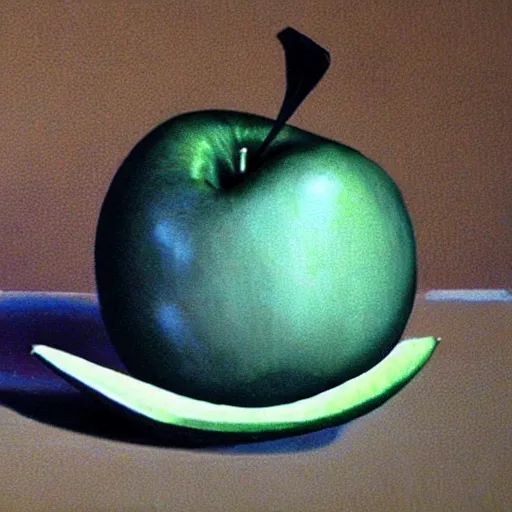 Image similar to a low quality image of an apple on the table, 2003 pc game, rtx off, award losing image, jank, jagged edges, less than stellar visuals, poor quality colors, ugly, deleted off artstation