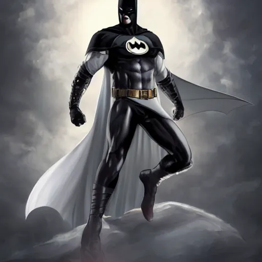 Prompt: characters portrait of MoonKnight mixed with Batman by ArtGerm and Tom Bagshaw, merged character, Full Body, 4k, highly detailed, cinematic lighting