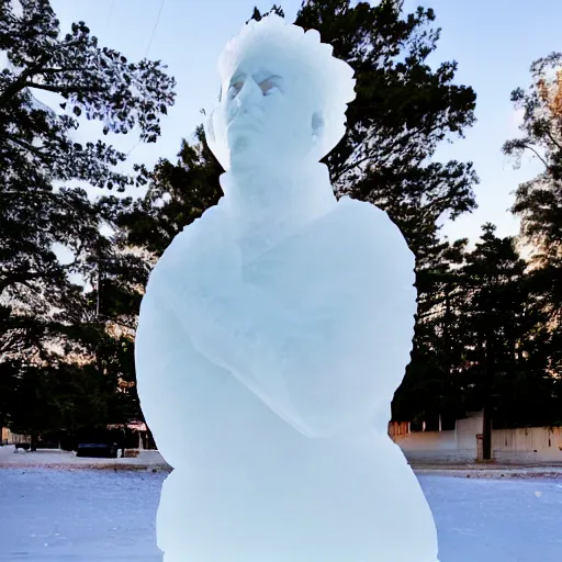 Prompt: an ice sculpture portrait of vanilla ice