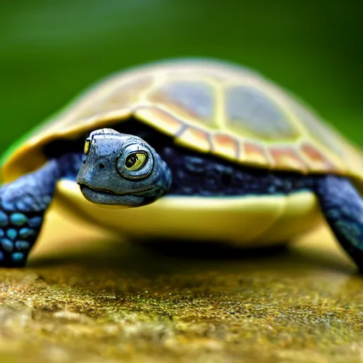 Image similar to turtle made by studio ghibli, digital art, soft focus, depth of field, hdr, serene