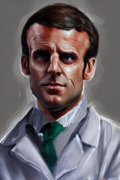 Image similar to emmanuel macron dressed as a surgeon, highly detailed, digital art, sharp focus, trending on art station