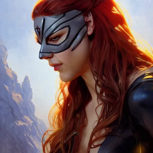 Image similar to beautiful Katheryn Winnick as Spider-Woman, western, closeup, D&D, fantasy, intricate, elegant, highly detailed, digital painting, artstation, concept art, matte, sharp focus, illustration, art by Artgerm and Greg Rutkowski and Alphonse Mucha