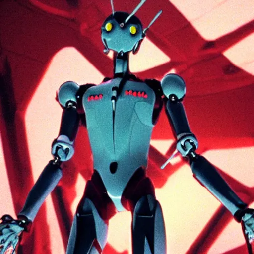 Prompt: movie still of robot evangelion, cinematic composition, cinematic light, criterion collection, by wes craven