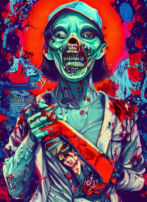 Image similar to zombie full body hiphop streetwear drip, tristan eaton, victo ngai, artgerm, rhads, ross draws