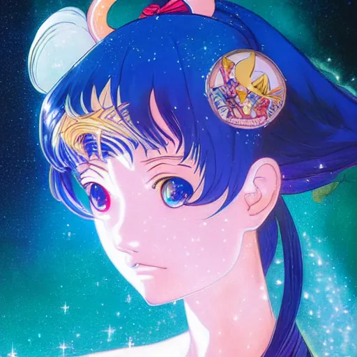 Image similar to prompt : sailor moon portrait soft light painted by james jean and katsuhiro otomo, magical eyes, inspired by evangeleon anime, smooth face feature, intricate oil painting, high detail, sharp high detail, manga and anime 1 9 9 0