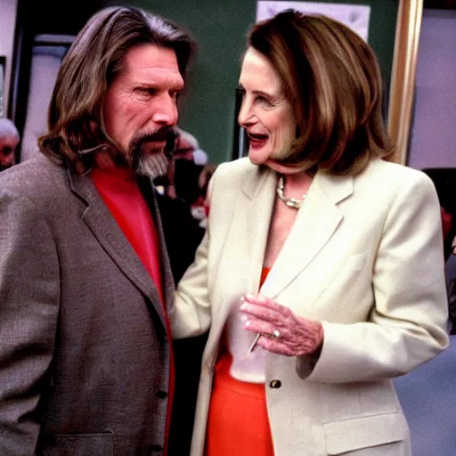 Image similar to the dude abides with nanci pelosi