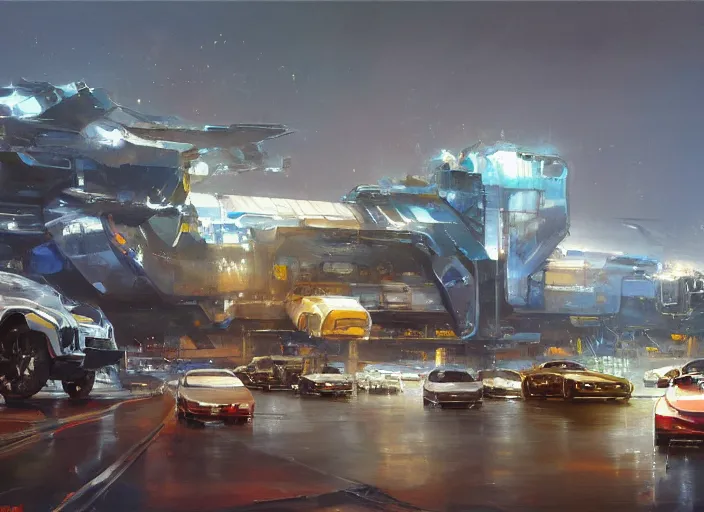 Image similar to Tesla Company, concept art oil painting by Jama Jurabaev and John Berkey, extremely detailed, brush hard, artstation