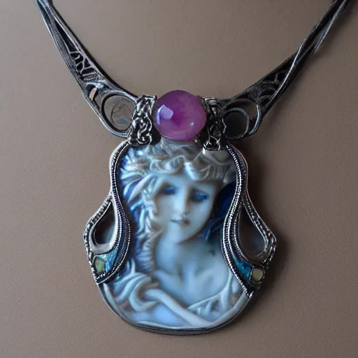 Image similar to beautiful old artnouveau lalique made necklace with gemstones