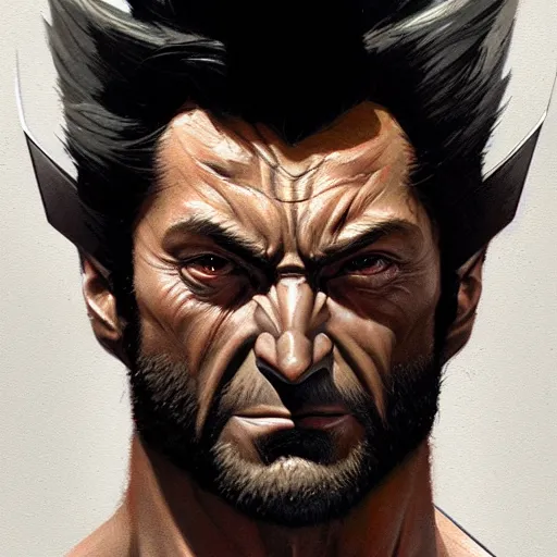 Image similar to very detailed masterpiece painting of wolverine from x - men : the animated series ( 1 9 9 2 ), portrait, artstation, concept art by greg rutkowski