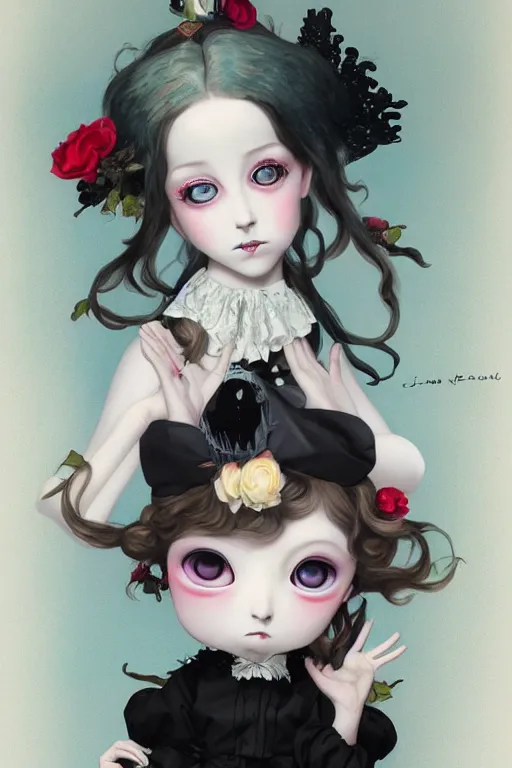 Lowbrow pop surrealist Gothic Lolita digital art, | Stable Diffusion ...