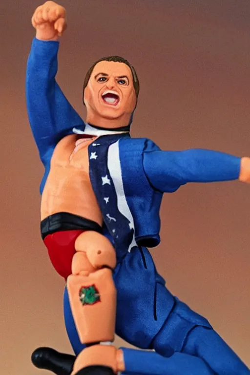 Image similar to detailed illustration, anthony albanese as a 1 9 8 0 s wrestling action figure, prime minister of australia