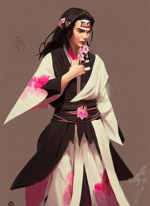 Prompt: gal gadot as nezuko from demon slayer ねずこ wearing floral kimono by artgem by greg rutkowski trending on artstation