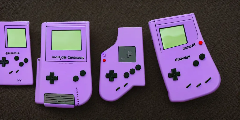 Image similar to purple gameboy handheld console, pixelart