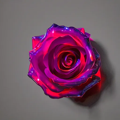 Prompt: rose made out of glass dramatic lighting