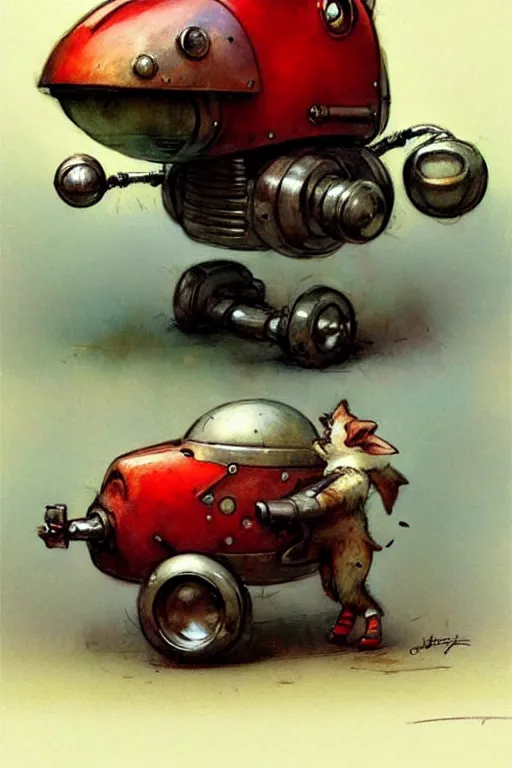 Image similar to adventurer ( ( ( ( ( 1 9 5 0 s retro future android robot fat robot mouse wagon. muted colors. ) ) ) ) ) by jean baptiste monge!!!!!!!!!!!!!!!!!!!!!!!!! chrome red