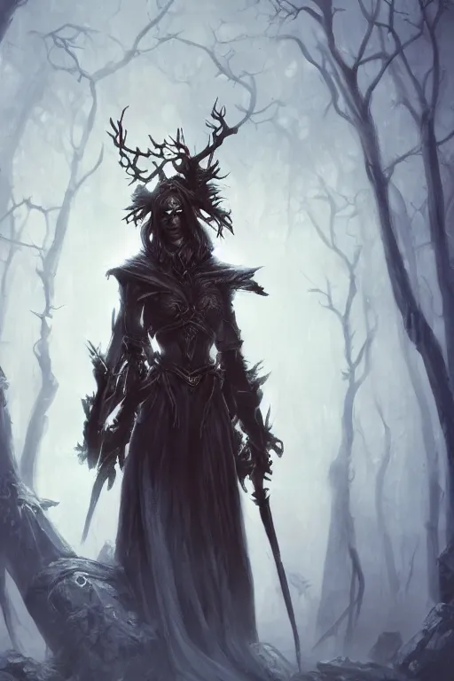 Image similar to Elf of the dark forest art by Tomasz Ryger, Trending on artstation, artstationHD, artstationHQ, 4k, 8k