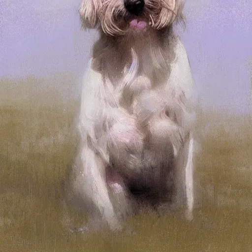 Image similar to dog by Richard Schmid by Jeremy Lipking by moebius by atey ghailan