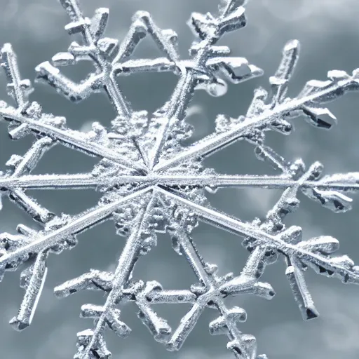 Prompt: glistening macro shot of a snowflake with 5 - fold symmetry, extremely detailed and intricate!!!, hd, 4 k