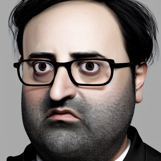 Image similar to hyperrealistic image of eric wareheim, stunning 3 d render inspired art by xiang duan and thomas eakes, perfect facial symmetry, hyper realistic texture, intricate, photorealistic, highly detailed attributes and atmosphere, dim volumetric cinematic lighting, 8 k octane detailed render, trending on artstation, masterpiece, stunning,