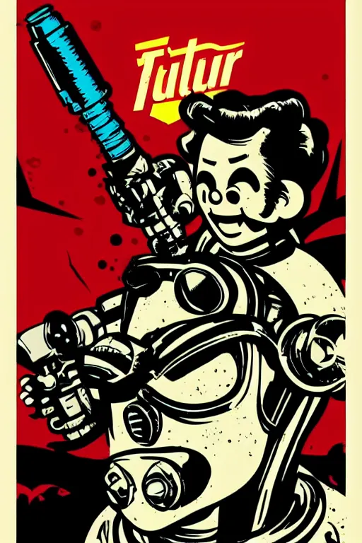 Image similar to fallout 7 6 retro futurist illustration art by butcher billy, sticker, colorful, illustration, highly detailed, simple, smooth and clean vector curves, no jagged lines, vector art, smooth andy warhol style