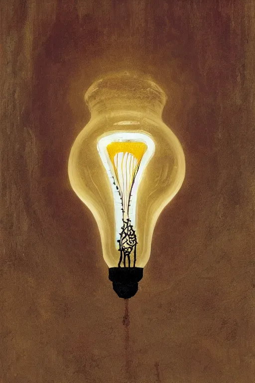 Image similar to painting of a fairy inside an upside down light bulb, kintsugi, modern fine art, fractal, intricate, elegant, highly detailed, digital photography, subsurface scattering, by wes anderson and basquiat and greg rutkowski,