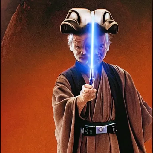 Prompt: bill murray as a jedi master