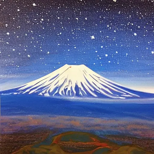 Image similar to painting of mount Fuji in style of starry night